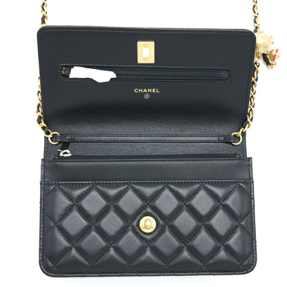 Chanel Pearl Crush Wallet on Chain Lambskin Black GHW (Microchip)