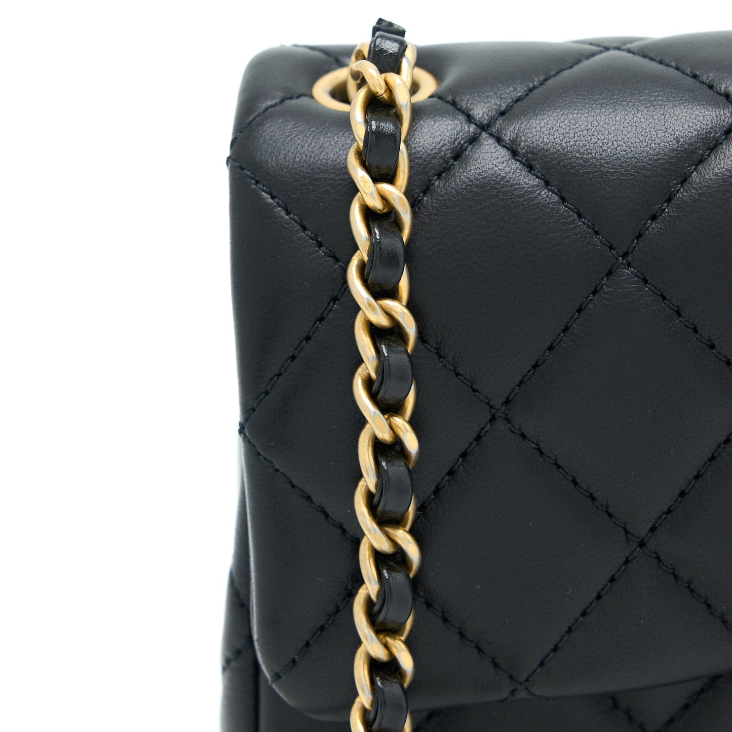 Chanel Pearl Crush Mini Rectangular Flap Bag Lambskin Black GHW
