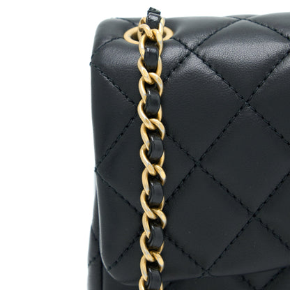 Chanel Pearl Crush Mini Rectangular Flap Bag Lambskin Black GHW