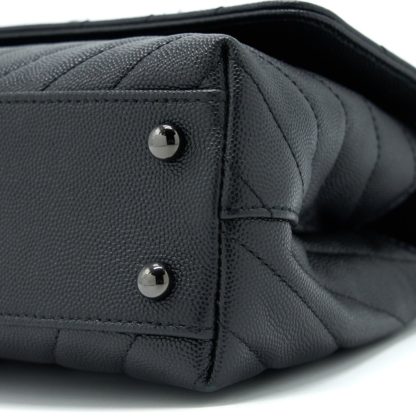 Chanel Small Coco Handle Chevron Caviar So Black with Black Hardware