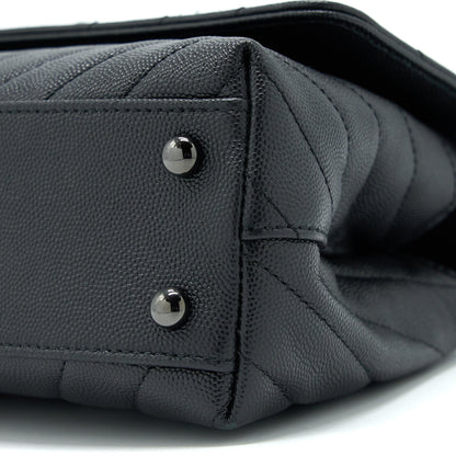 Chanel Small Coco Handle Chevron Caviar So Black with Black Hardware