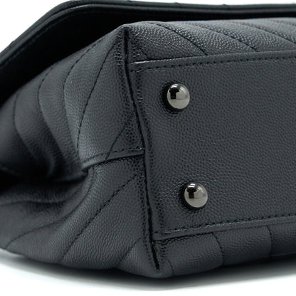 Chanel Small Coco Handle Chevron Caviar So Black with Black Hardware