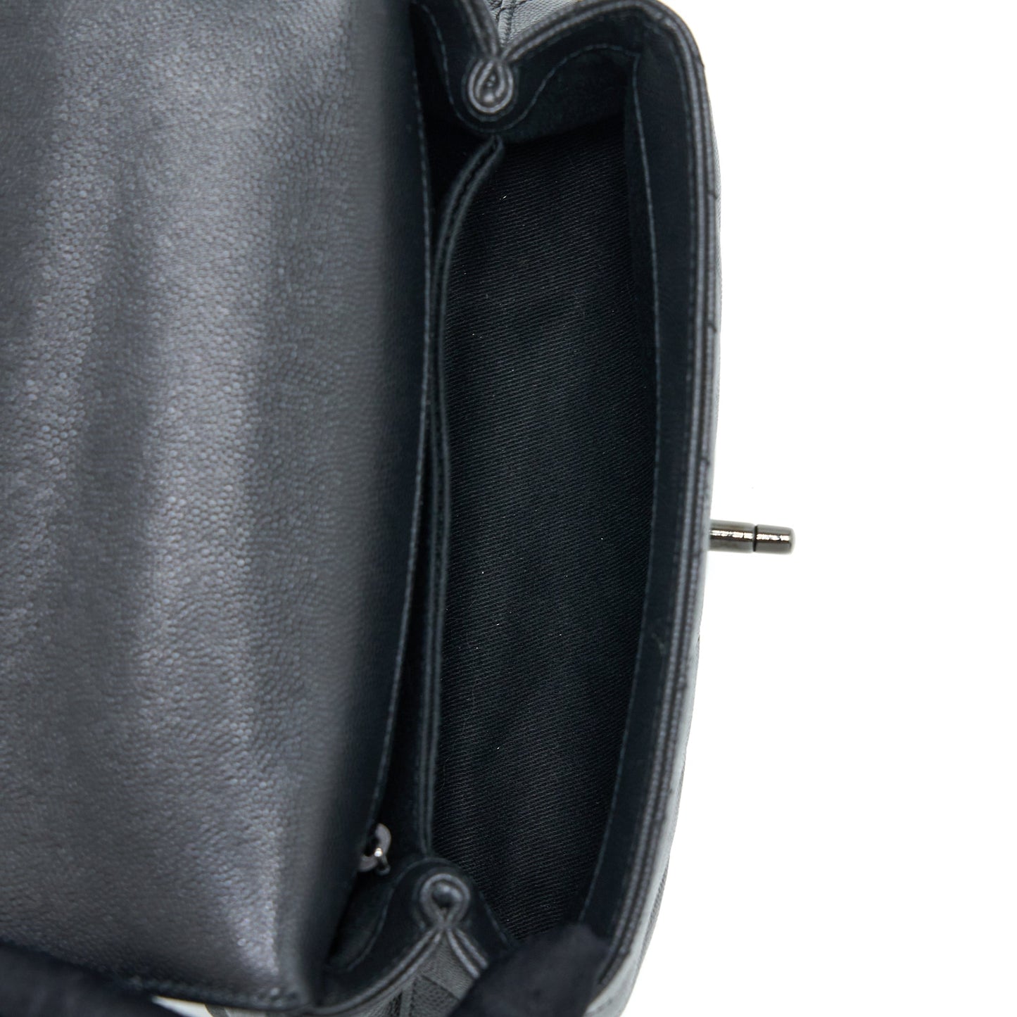 Chanel Small Coco Handle Chevron Caviar So Black with Black Hardware