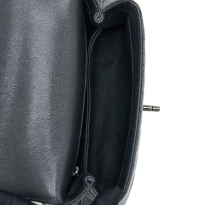 Chanel Small Coco Handle Chevron Caviar So Black with Black Hardware