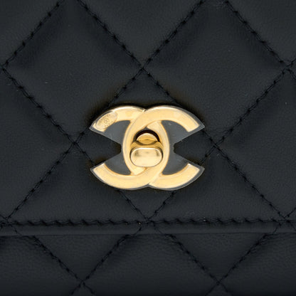 Chanel Pearl Crush Wallet on Chain Lambskin Black GHW (Microchip)
