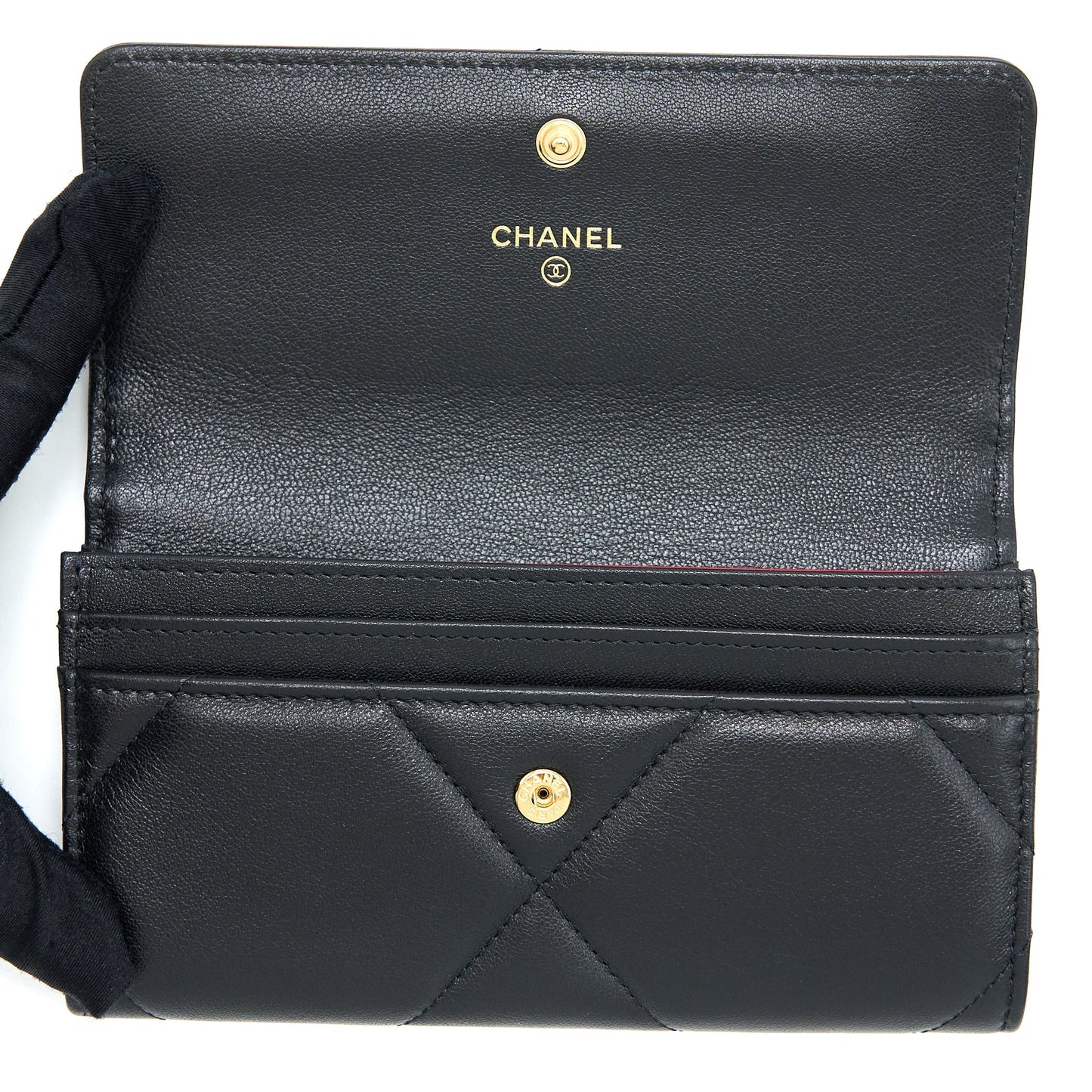 Chanel 19 Flap Wallet Lambskin Black GHW
