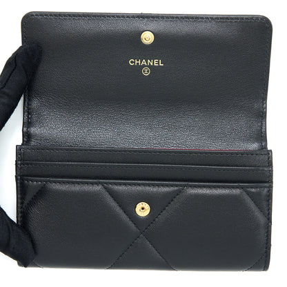 Chanel 19 Flap Wallet Lambskin Black GHW