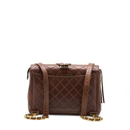 Chanel Vintage Classic Timeless Backpack Lambskin Brown GHW