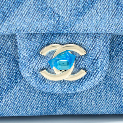 Chanel 22B Mini Rectangular Denim Light Blue LGHW (Microchip)