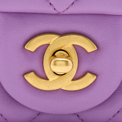 Chanel 22S Pearl Crush Mini Square Lambskin Purple GHW