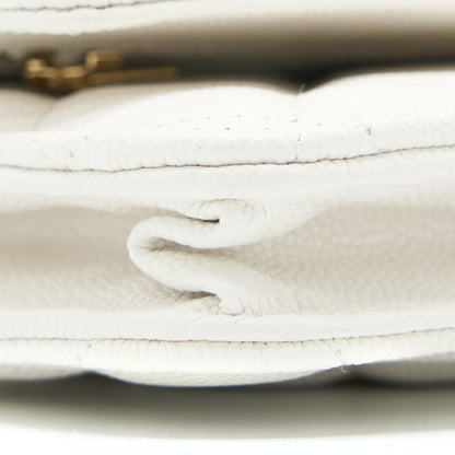 Chanel Classic Wallet On Chain Caviar White LGHW (Microchip)