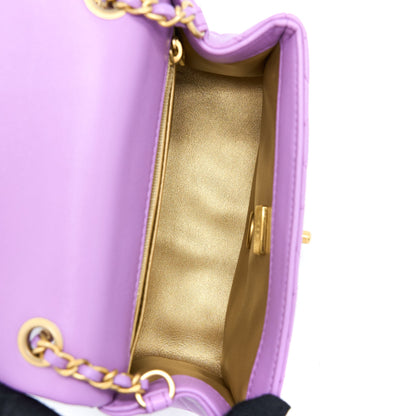 Chanel 22S Pearl Crush Mini Square Lambskin Purple GHW