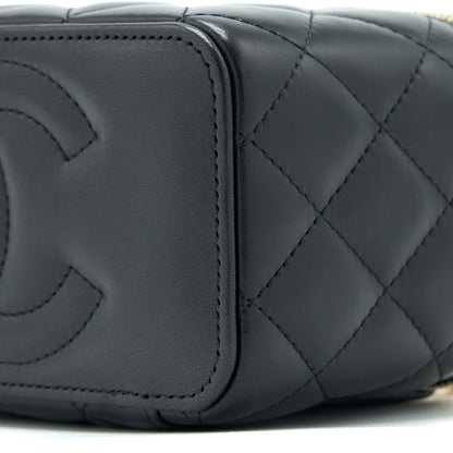Chanel 22K Gold Pillar Adjustable Chain Long Vanity Lambskin Black GHW