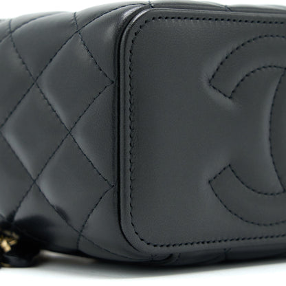 Chanel 22K Gold Pillar Adjustable Chain Long Vanity Lambskin Black GHW