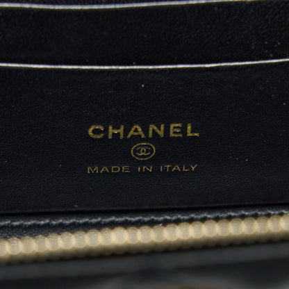 Chanel 22K Gold Pillar Adjustable Chain Long Vanity Lambskin Black GHW
