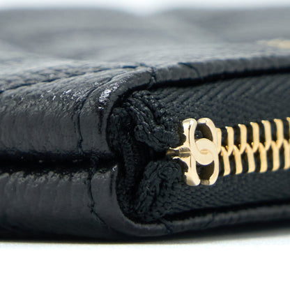 Chanel Zippy Small Pouch Detailed Logo Caviar Black LGHW
