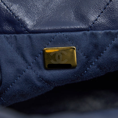 Chanel Small 22 Bag Shiny Calfskin Navy GHW (Microchip)