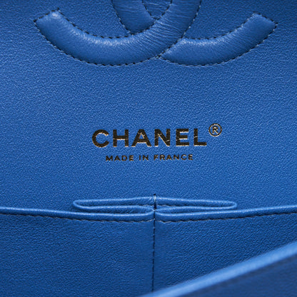 Chanel Medium Classic Double Flap 25cm Blue Caviar LGHW