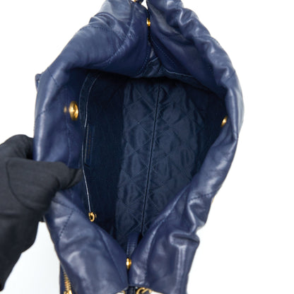 Chanel Small 22 Bag Shiny Calfskin Navy GHW (Microchip)