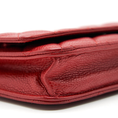 Chanel Wallet on chain Caviar Red with SHW serial 18