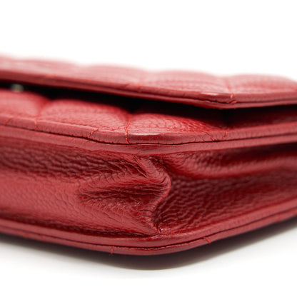 Chanel Wallet on chain Caviar Red with SHW serial 18