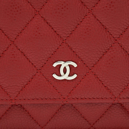 Chanel Wallet on chain Caviar Red with SHW serial 18