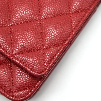 Chanel Wallet on chain Caviar Red with SHW serial 18