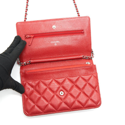 Chanel Wallet on chain Caviar Red with SHW serial 18