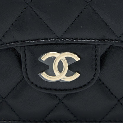 Chanel Mini Top Handle Flap Bag Lambskin Black LGHW