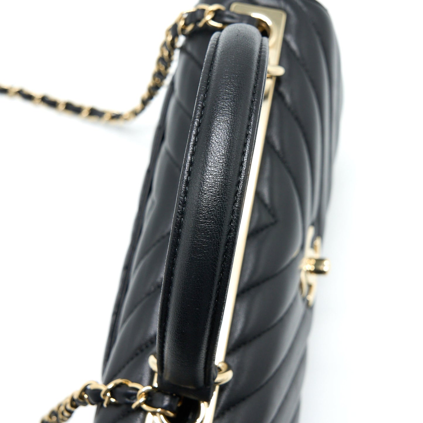 Chanel Chevron Trendy CC Top Handle Flap Bag Lambskin Black LGHW