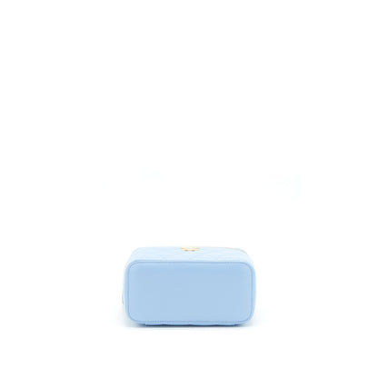 Chanel 22S Letter Logo Top Handle Long Vanity With Chain Caviar Light Blue GHW