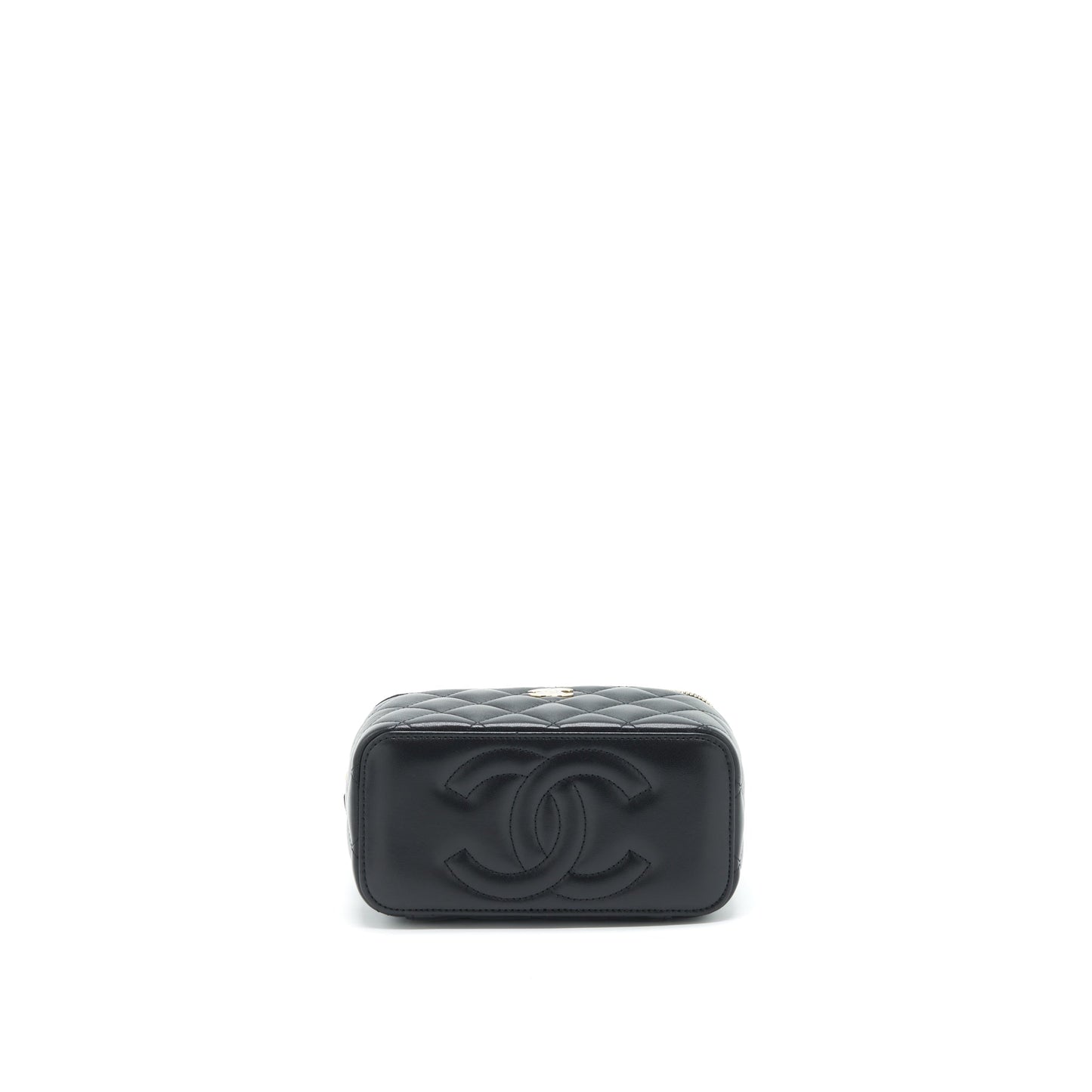 Chanel 22A Top Handle Long Vanity With Chain Lambskin Black LGHW