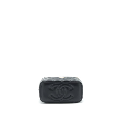 Chanel 22A Top Handle Long Vanity With Chain Lambskin Black LGHW