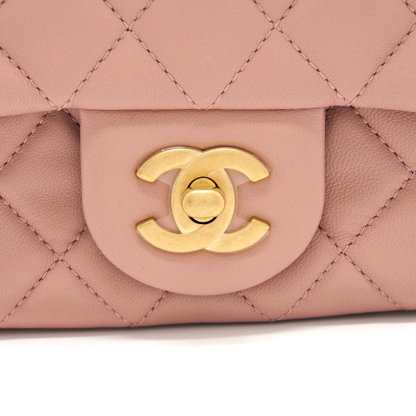Chanel Pearl Crush Mini Square Flap Bag Lambskin Dark Pink GHW (Microchip)