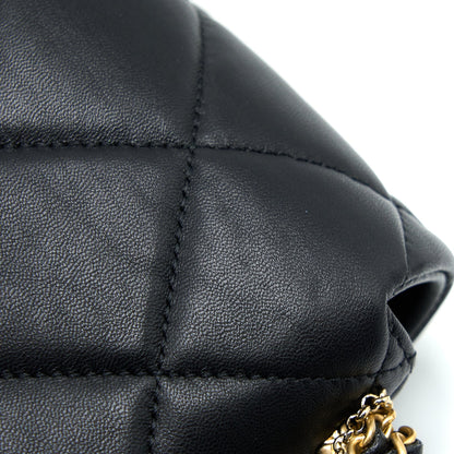 Chanel Quilted Detailed Logo Flap Bag Lambskin Black GHW (Microchip)