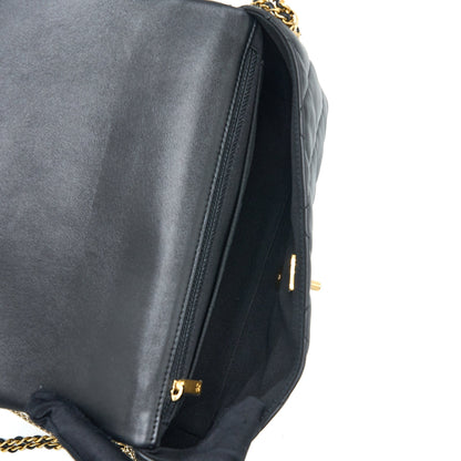 Chanel Quilted Detailed Logo Flap Bag Lambskin Black GHW (Microchip)