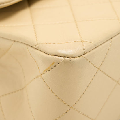 Chanel Vintage Small Classic Double Flap Bag Lambskin Beige GHW