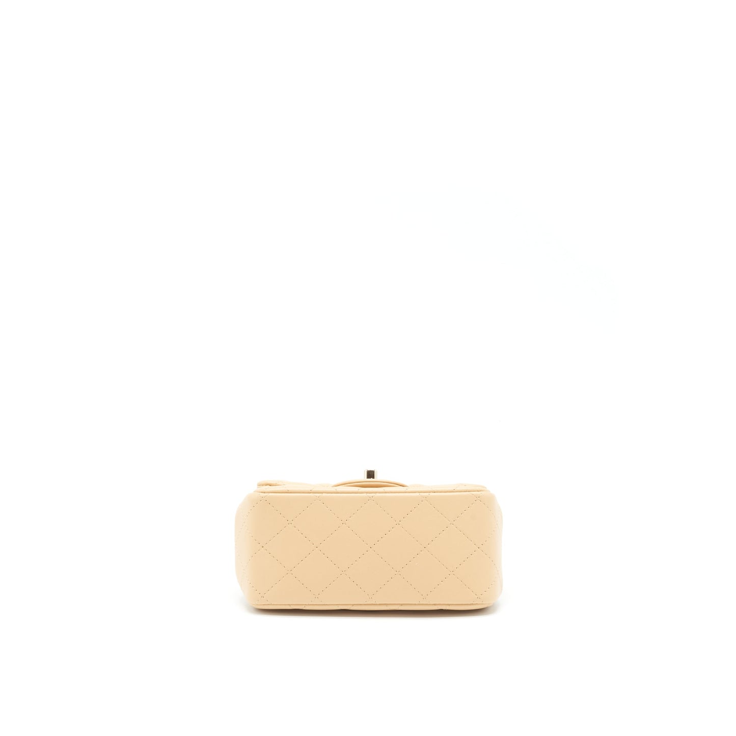 Chanel 22C Mini Square Flap Bag Lambskin Beige LGHW (Microchip)