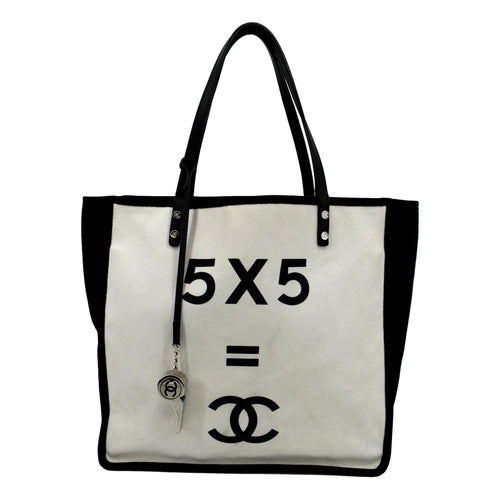CHANEL 5 x 5 Canvas Tote Bag Ivory