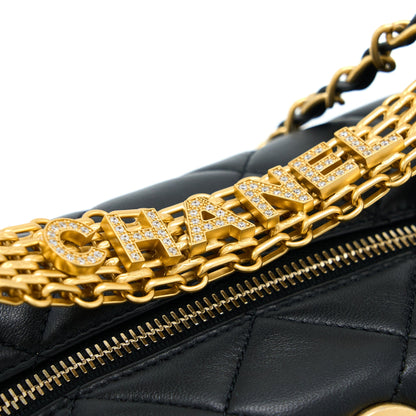 Chanel 22S Detail Handle Hobo Crossbody Bag Lambskin Black GHW(Microchip)