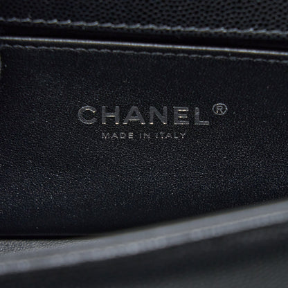 Chanel Small Boy Bag Caviar Black Ruthenium Hardware (Microchip)
