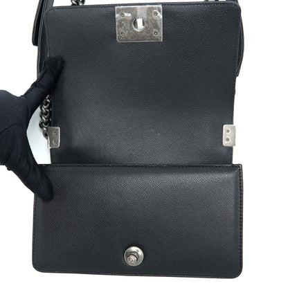 Chanel Small Boy Bag Caviar Black Ruthenium Hardware (Microchip)
