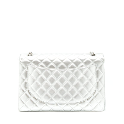 Chanel Maxi Classic Double Flap Bag Lambskin Sliver SHW