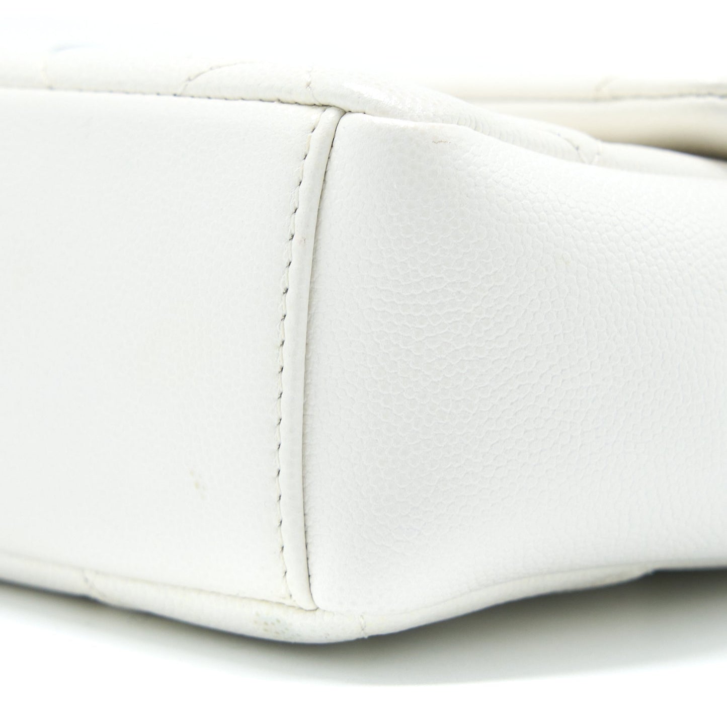 Chanel Seasonal Flap Bag Caviar White With Black Hardware