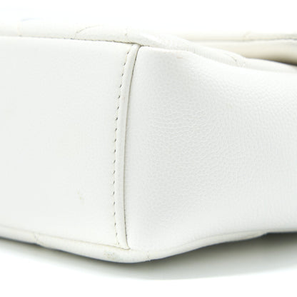 Chanel Seasonal Flap Bag Caviar White With Black Hardware