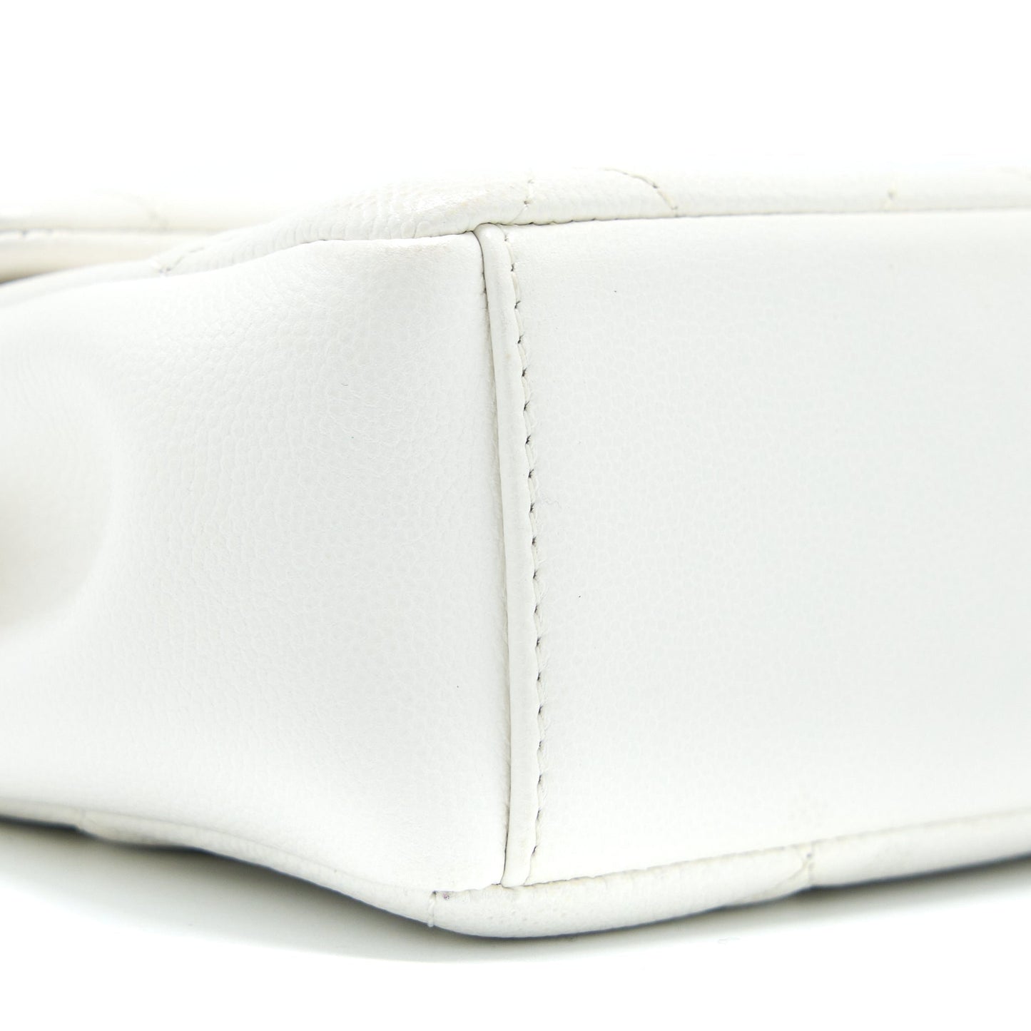 Chanel Seasonal Flap Bag Caviar White With Black Hardware