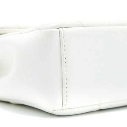 Chanel Seasonal Flap Bag Caviar White With Black Hardware