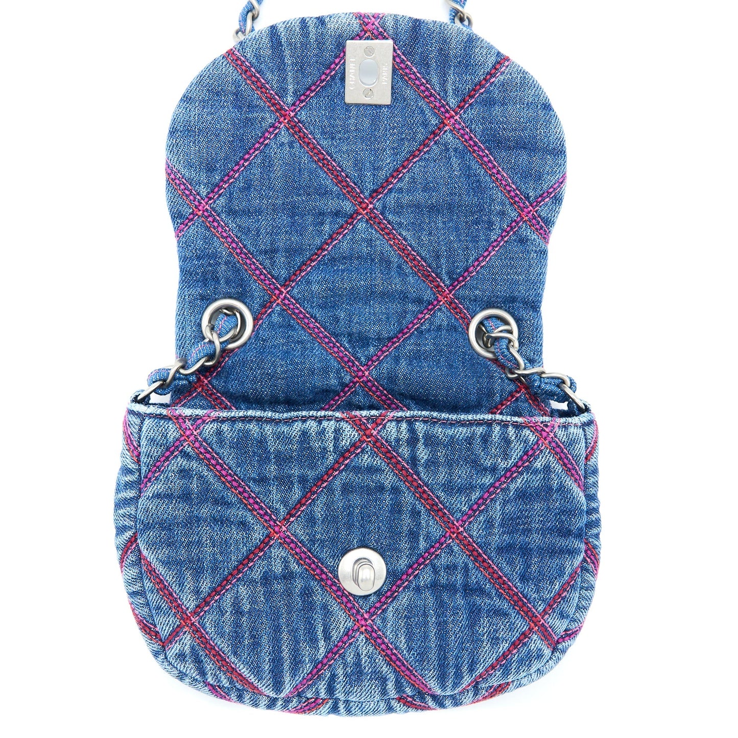 Chanel 22S Coco Beach Denim Mini Saddle Bag Denim Blue SHW (Microchip)