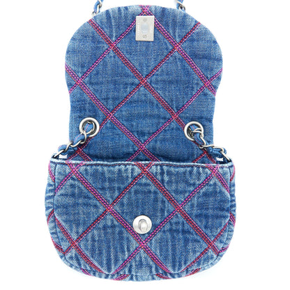 Chanel 22S Coco Beach Denim Mini Saddle Bag Denim Blue SHW (Microchip)