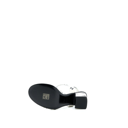Chanel Size 37 CC Logo Leather Sandal Black/White SHW